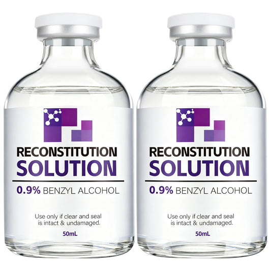 Reconstitution Solution | Bacteriostatic Water - 0.9% Benzyl Alcohol | 2-Pack 50ml Each Vial - Clear Glass | Third-Party Tested