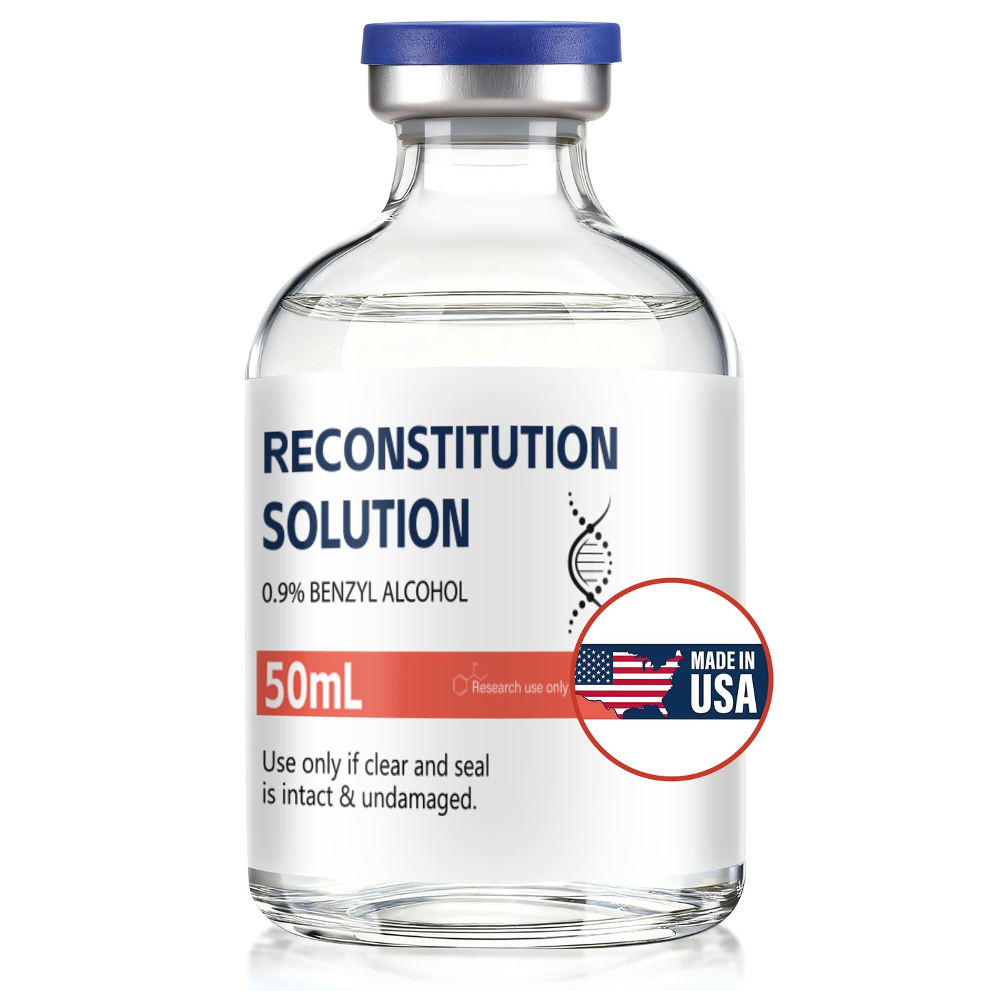 Reconstitution Solution | Bacteriostatic Water - 0.9% Benzyl Alcohol | 1-Pack 50ml Each Vial - Clear Glass | Third-Party Tested