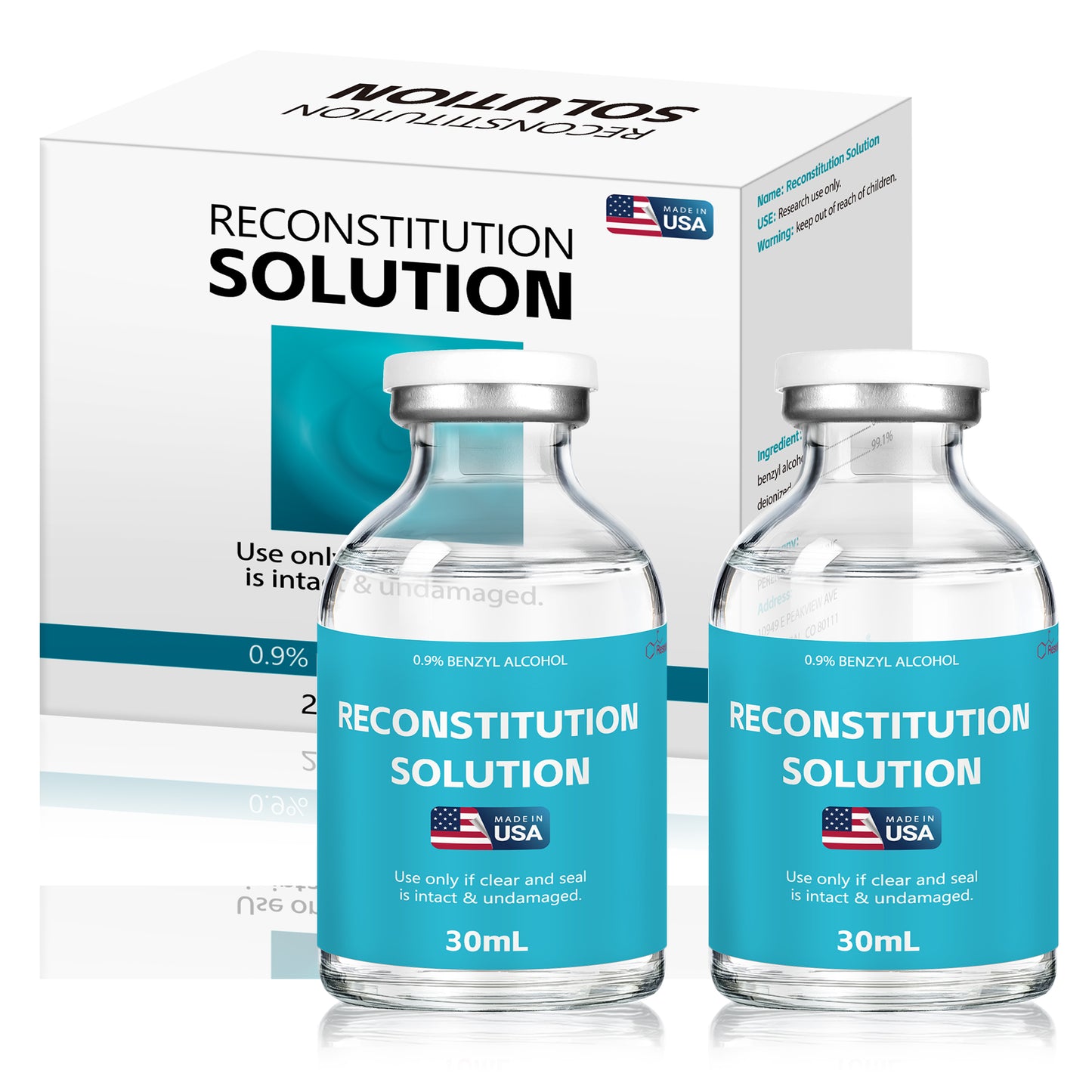 Reconstitution Solution | Bacteriostatic Water - 0.9% Benzyl Alcohol | 1-Pack 30ml Each Vial - Clear Glass | Third-Party Tested