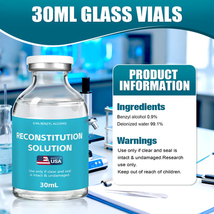 Reconstitution Solution | Bacteriostatic Water - 0.9% Benzyl Alcohol | 1-Pack 30ml Each Vial - Clear Glass | Third-Party Tested