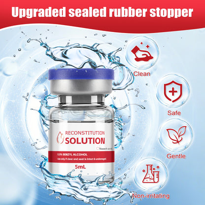 Reconstitution Solution | Bacteriostatic Water - 0.9% Benzyl Alcohol | 6-Pack 5ml Each Vial - Clear Glass | Third-Party Tested