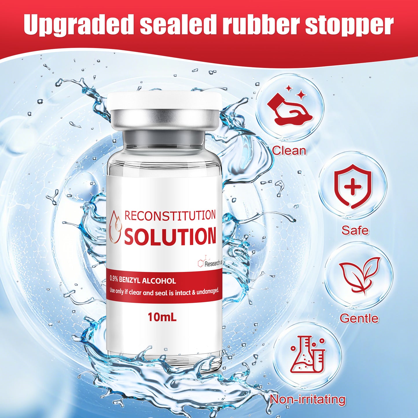Reconstitution Solution | Bacteriostatic Water - 0.9% Benzyl Alcohol | 10ml Each Vial - Clear Glass | Third-Party Tested