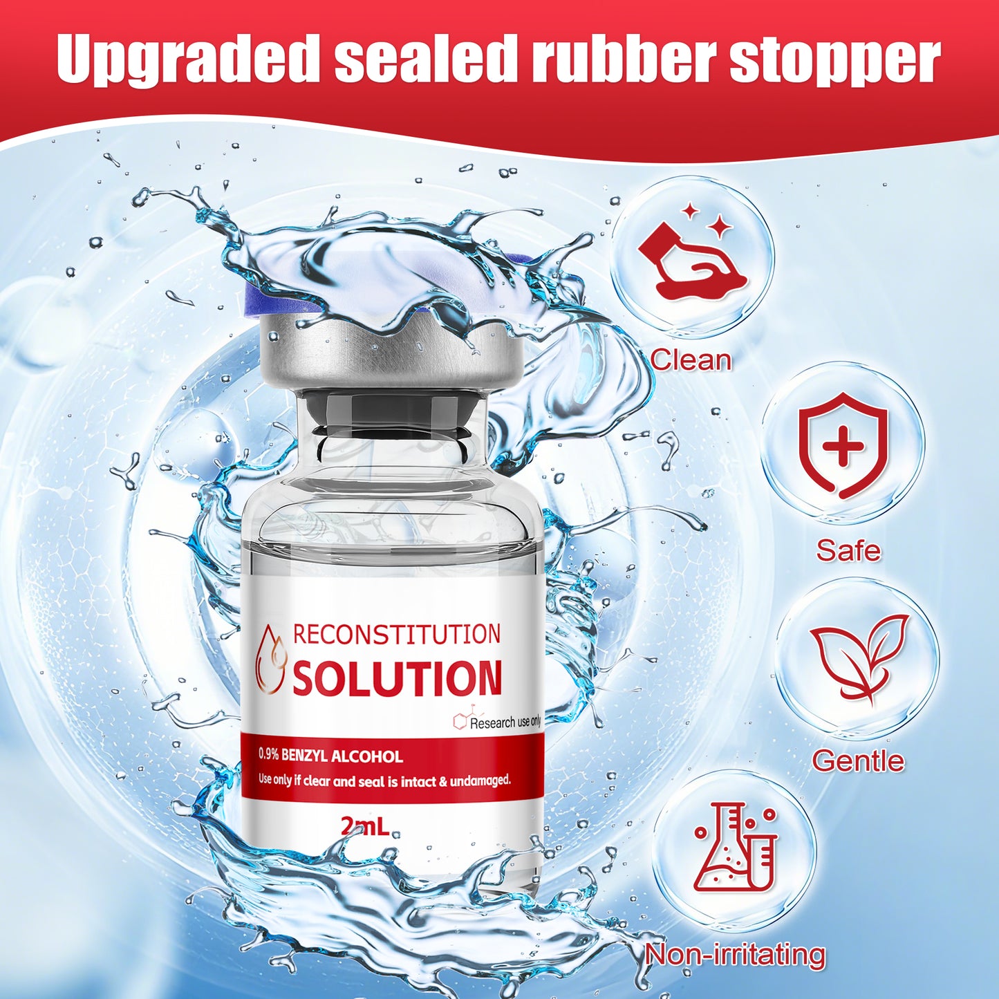 Reconstitution Solution | Bacteriostatic Water - 0.9% Benzyl Alcohol | 12-Pack 2ml Each Vial - Clear Glass | Third-Party Tested