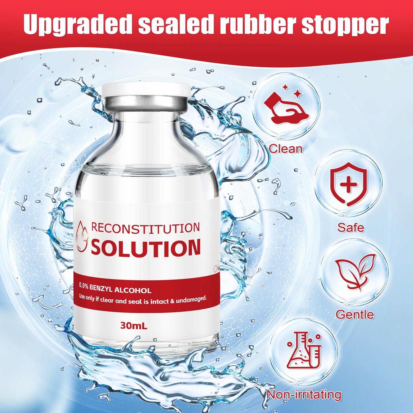 Reconstitution Solution | Bacteriostatic Water - 0.9% Benzyl Alcohol | 1-Pack 10ml Each Vial - Clear Glass | Third-Party Tested