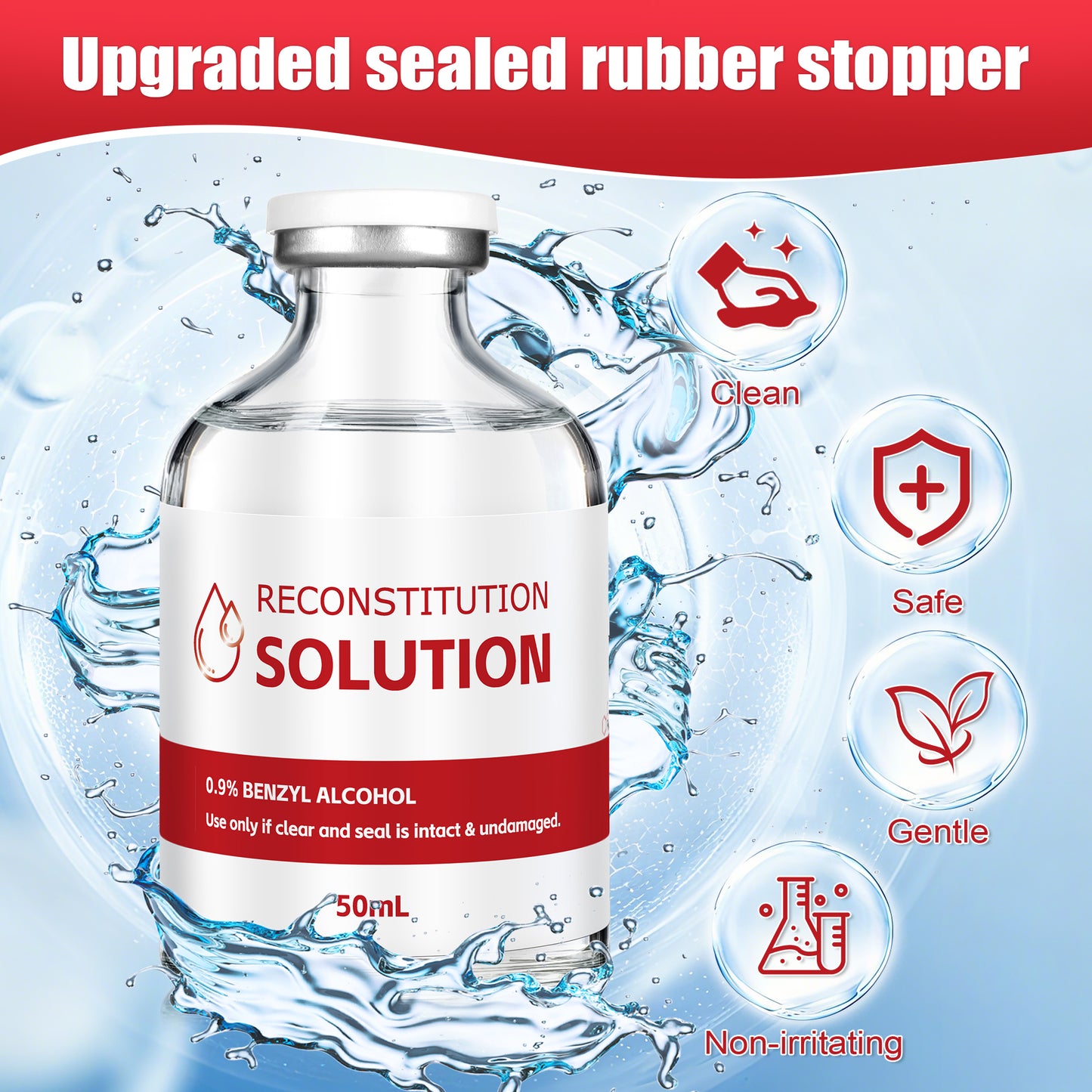 Reconstitution Solution | Bacteriostatic Water - 0.9% Benzyl Alcohol | 1-Pack 10ml Each Vial - Clear Glass | Third-Party Tested