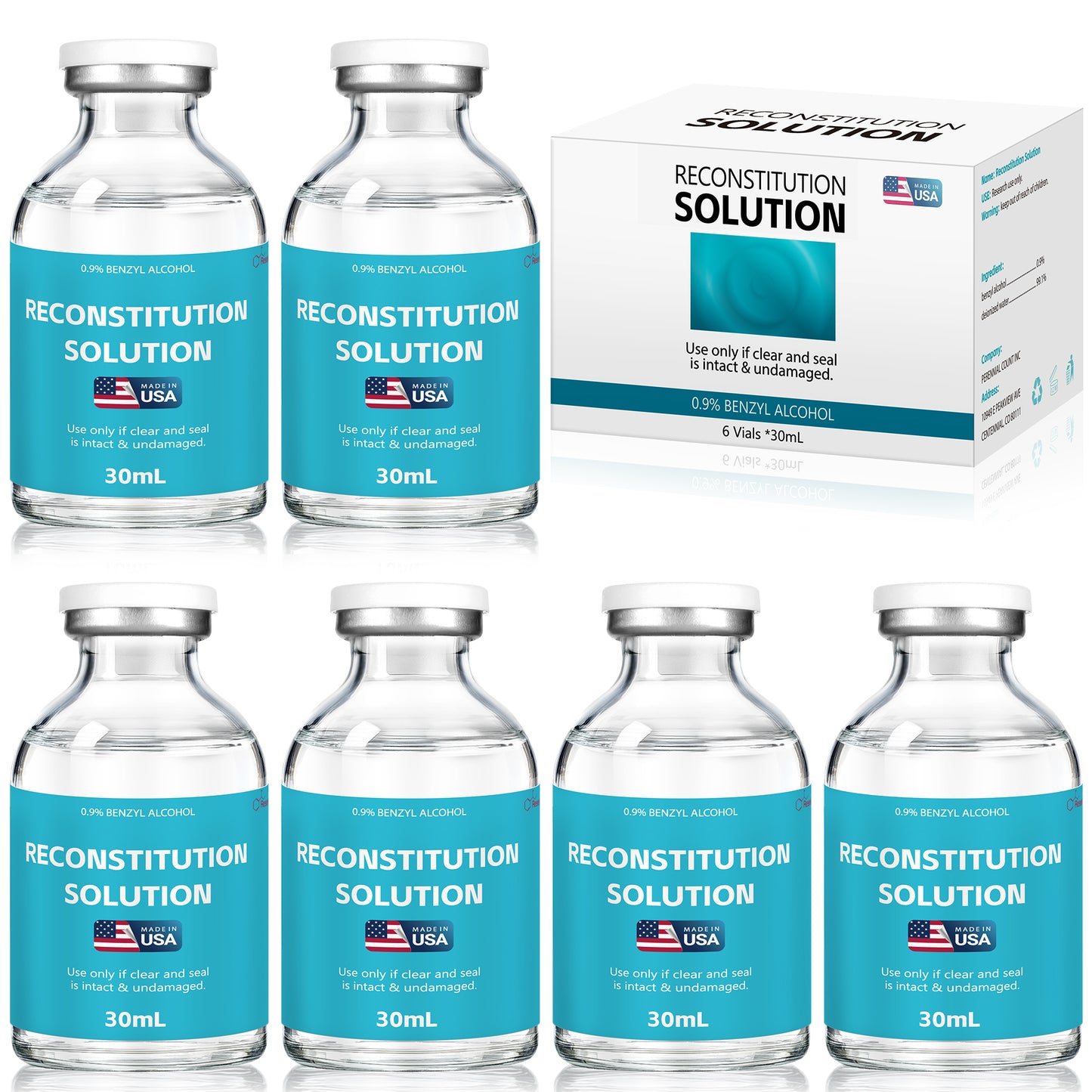 Reconstitution Solution | Bacteriostatic Water - 0.9% Benzyl Alcohol | 1-Pack 30ml Each Vial - Clear Glass | Third-Party Tested