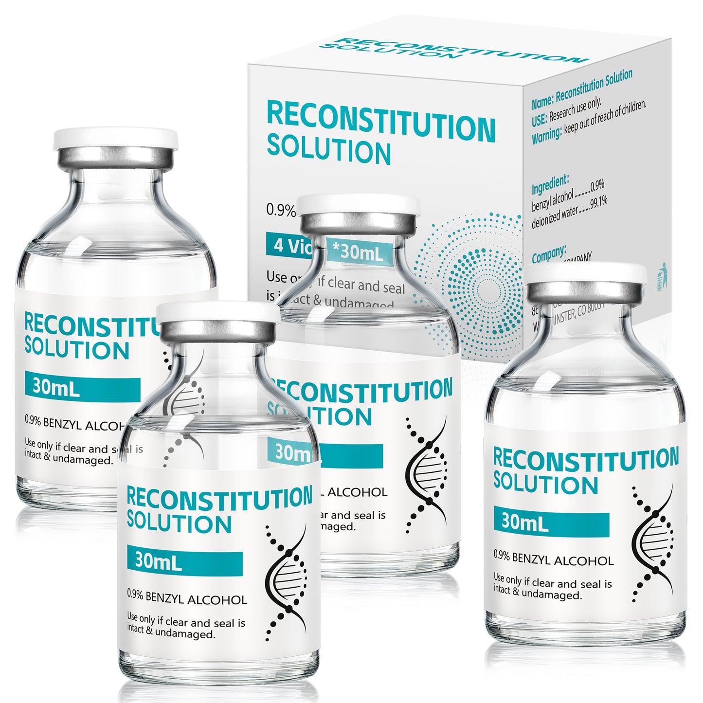 Reconstitution Solution | Bacteriostatic Water - 0.9% Benzyl Alcohol | 30ml Each Vial - Clear Glass | Third-Party Tested
