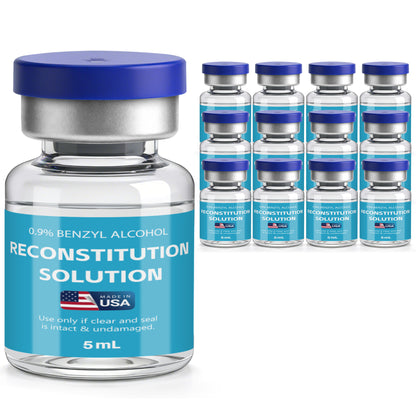 Reconstitution Solution | Bacteriostatic Water - 0.9% Benzyl Alcohol | 12-Pack 5ml Each Vial - Clear Glass | Third-Party Tested