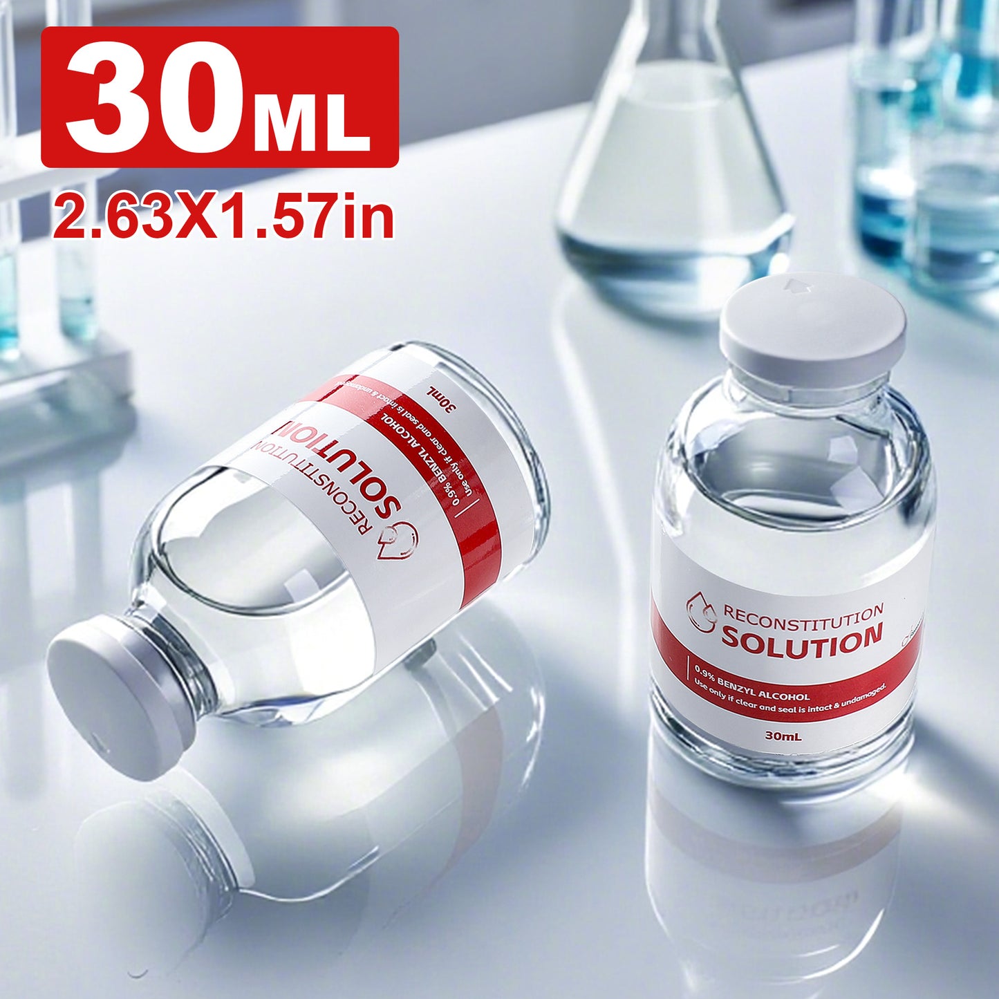 Reconstitution Solution | Bacteriostatic Water - 0.9% Benzyl Alcohol | 3-Pack 30ml Each Vial - Clear Glass | Third-Party Tested