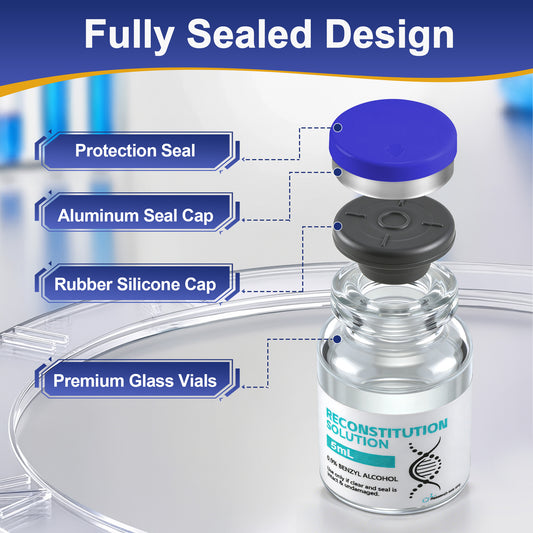 Reconstitution Solution | Bacteriostatic Water - 0.9% Benzyl Alcohol | 12-Pack 5ml Each Vial - Clear Glass | Third-Party Tested