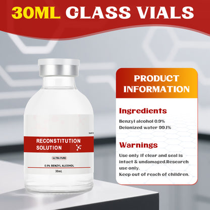 Reconstitution Solution | Bacteriostatic Water - 0.9% Benzyl Alcohol | 30ml Each Vial - Clear Glass | Third-Party Tested