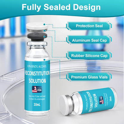Reconstitution Solution | Bacteriostatic Water - 0.9% Benzyl Alcohol | 2-Pack 30ml Each Vial - Clear Glass | Third-Party Tested