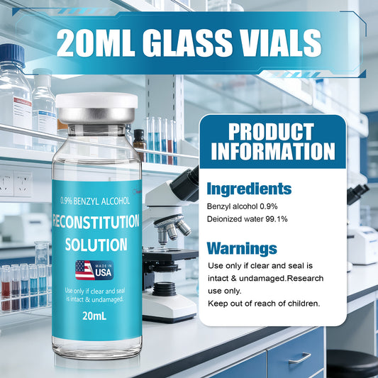 Reconstitution Solution | Bacteriostatic Water - 0.9% Benzyl Alcohol | 1-Pack 20ml Each Vial - Clear Glass | Third-Party Tested