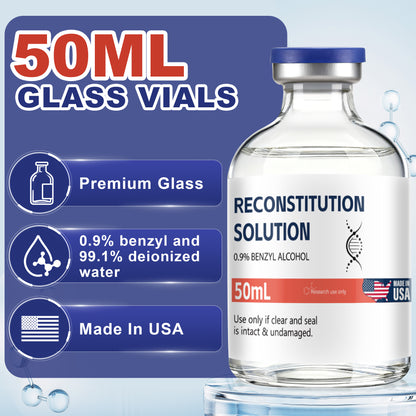 Reconstitution Solution | Bacteriostatic Water - 0.9% Benzyl Alcohol | 1-Pack 50ml Each Vial - Clear Glass | Third-Party Tested