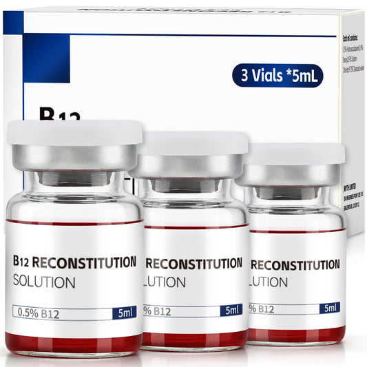 B12 Reconstitution Solution | Bacteriostatic Water - 0.9% Benzyl Alcohol | 3-Pack 5ml Each Vial - Clear Glass | Third-Party Tested
