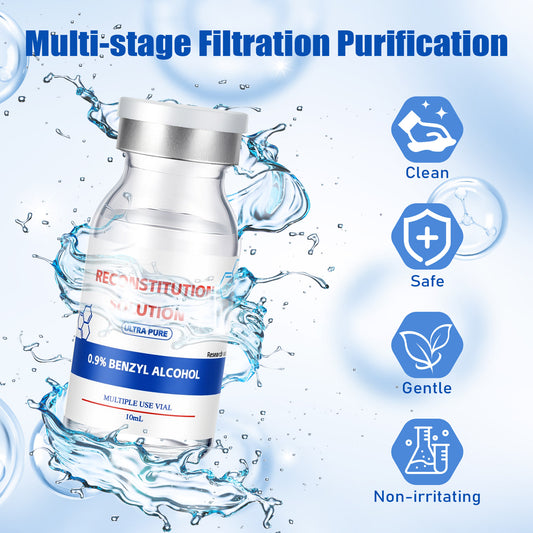 Reconstitution Solution | Bacteriostatic Water - 0.9% Benzyl Alcohol | 2-Pack 10ml Each Vial - Clear Glass | Third-Party Tested