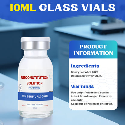Reconstitution Solution | Bacteriostatic Water - 0.9% Benzyl Alcohol | 10ml Each Vial - Clear Glass | Third-Party Tested