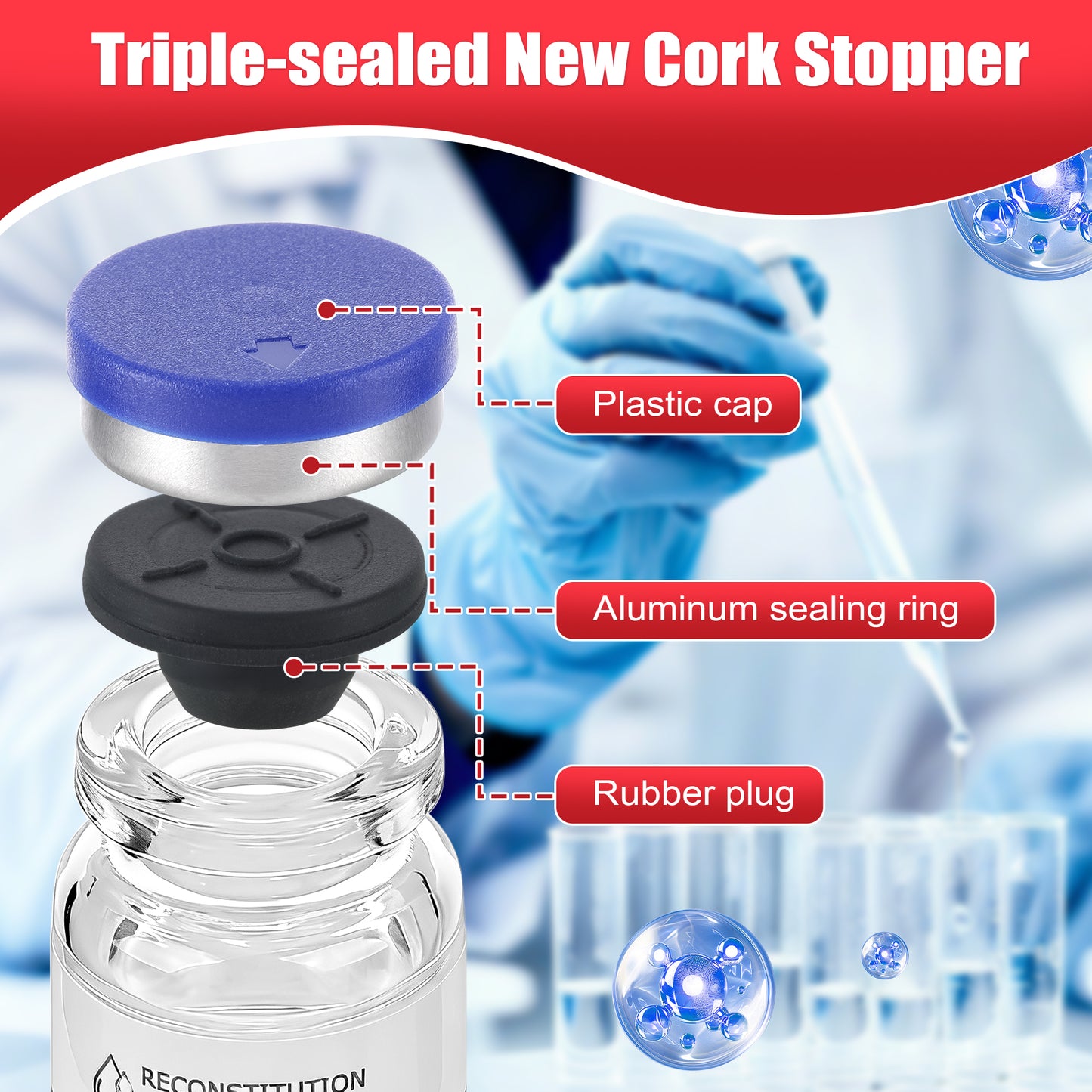 Reconstitution Solution | Bacteriostatic Water - 0.9% Benzyl Alcohol | 6-Pack 5ml Each Vial - Clear Glass | Third-Party Tested