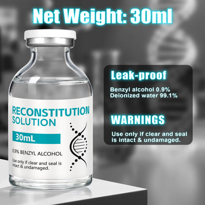 Reconstitution Solution | Bacteriostatic Water - 0.9% Benzyl Alcohol | 30ml Each Vial - Clear Glass | Third-Party Tested