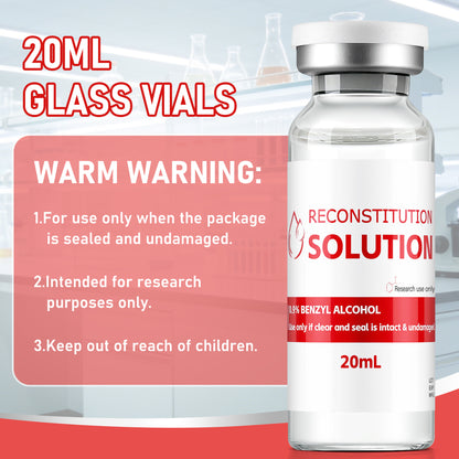 Reconstitution Solution | Bacteriostatic Water - 0.9% Benzyl Alcohol | 3-Pack 20ml Each Vial - Clear Glass | Third-Party Tested
