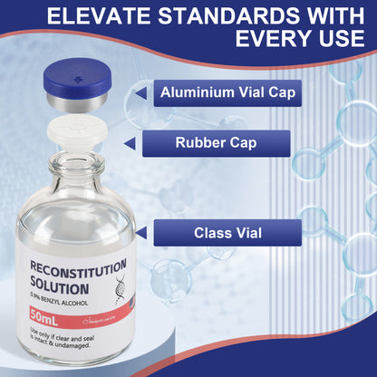 Reconstitution Solution | Bacteriostatic Water - 0.9% Benzyl Alcohol | 1-Pack 50ml Each Vial - Clear Glass | Third-Party Tested