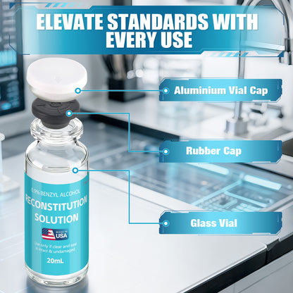 Reconstitution Solution | Bacteriostatic Water - 0.9% Benzyl Alcohol | 1-Pack 20ml Each Vial - Clear Glass | Third-Party Tested