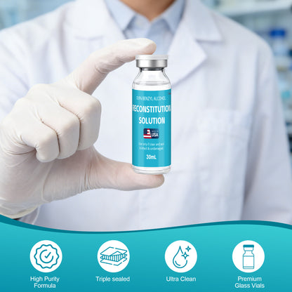 Reconstitution Solution | Bacteriostatic Water - 0.9% Benzyl Alcohol | 2-Pack 30ml Each Vial - Clear Glass | Third-Party Tested