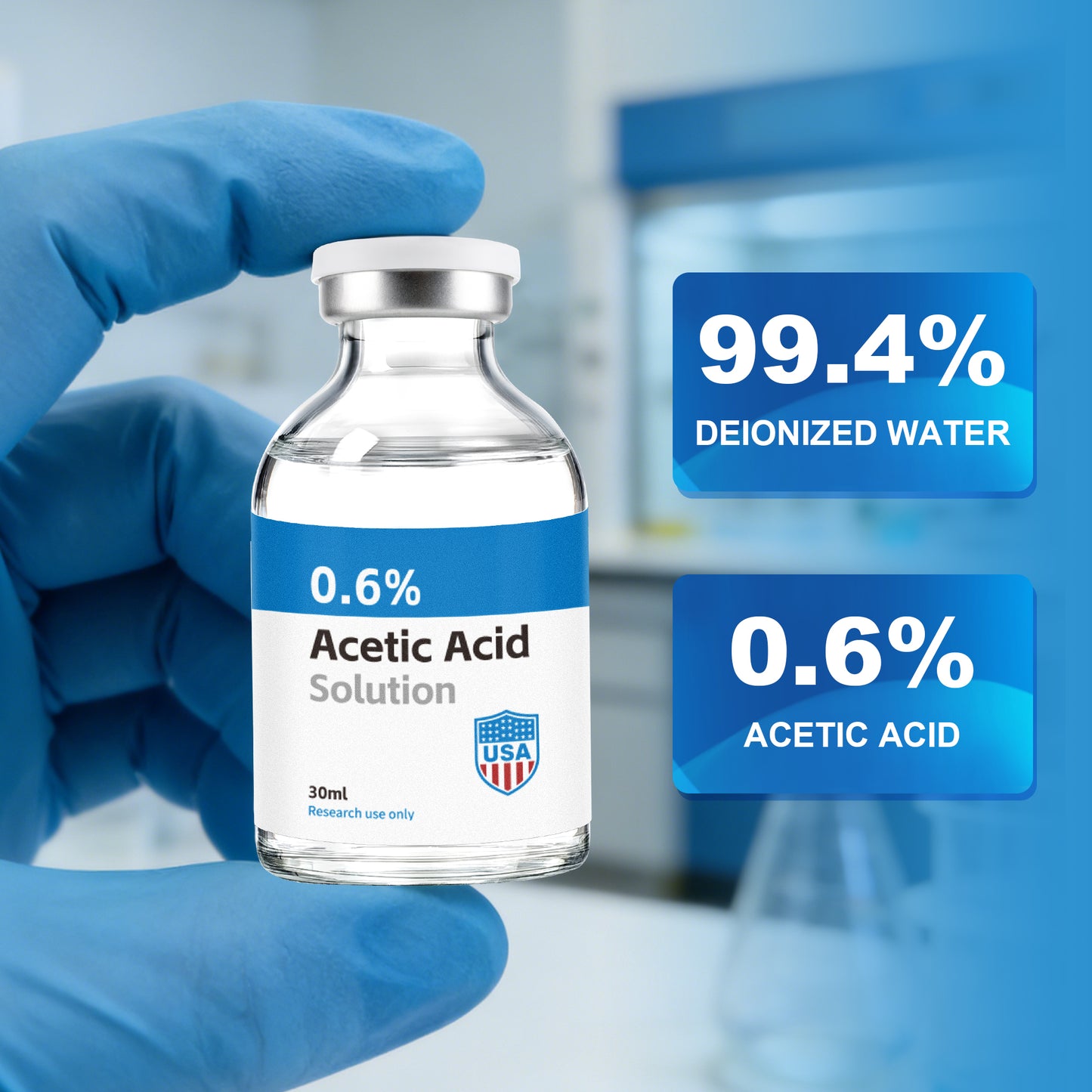 Acetic Acid Solution | 30ml Each Vial - Clear Glass | Third-Party Tested