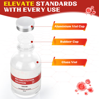 Reconstitution Solution | Bacteriostatic Water - 0.9% Benzyl Alcohol | 30ml Each Vial - Clear Glass | Third-Party Tested
