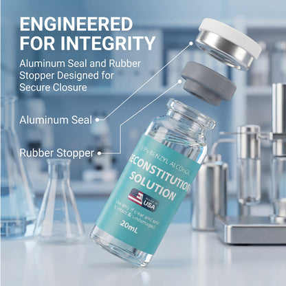 Reconstitution Solution | Bacteriostatic Water - 0.9% Benzyl Alcohol | 3-Pack 20ml Each Vial - Clear Glass | Third-Party Tested