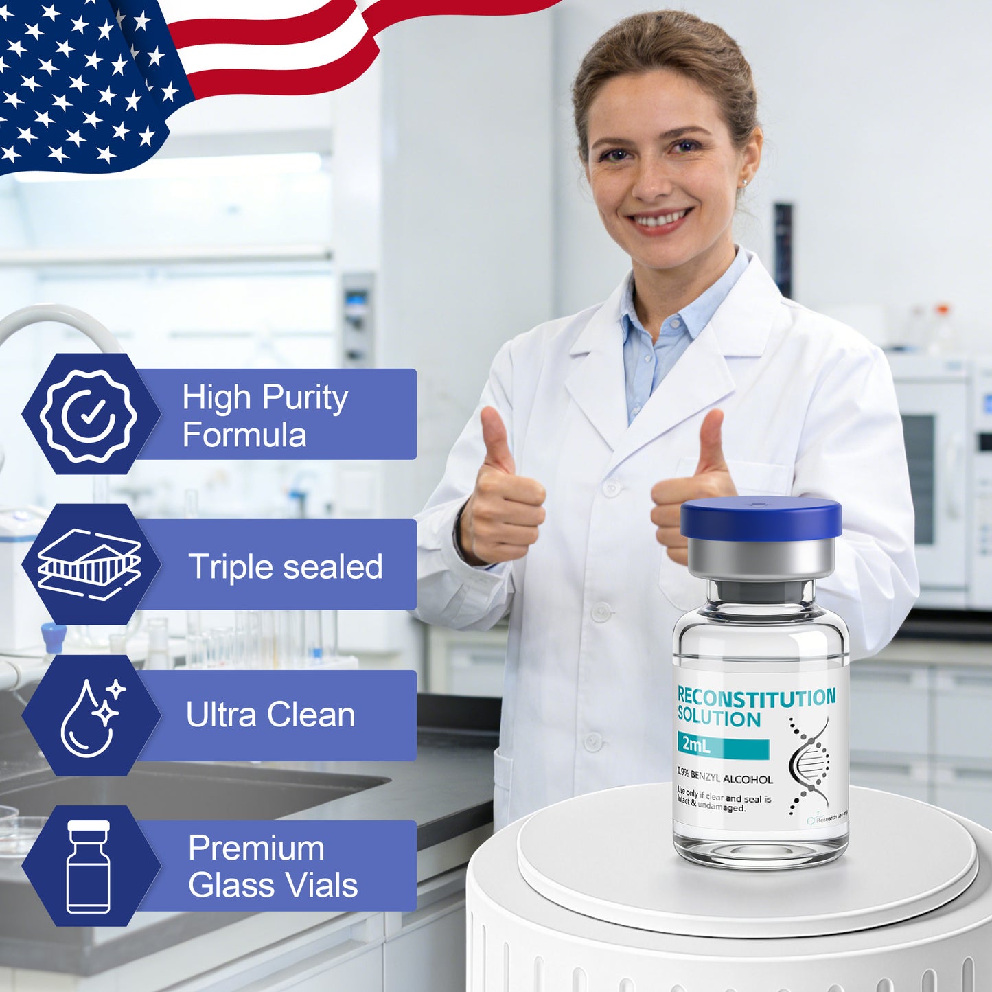 Reconstitution Solution | Bacteriostatic Water - 0.9% Benzyl Alcohol | 12-Pack 2ml Each Vial - Clear Glass | Third-Party Tested