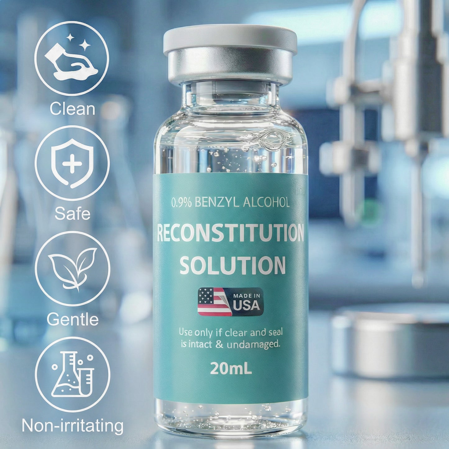 Reconstitution Solution | Bacteriostatic Water - 0.9% Benzyl Alcohol | 3-Pack 20ml Each Vial - Clear Glass | Third-Party Tested