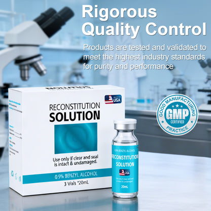Reconstitution Solution | Bacteriostatic Water - 0.9% Benzyl Alcohol | 3-Pack 20ml Each Vial - Clear Glass | Third-Party Tested