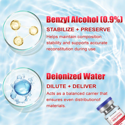 Reconstitution Solution | Bacteriostatic Water - 0.9% Benzyl Alcohol | 6-Pack 5ml Each Vial - Clear Glass | Third-Party Tested