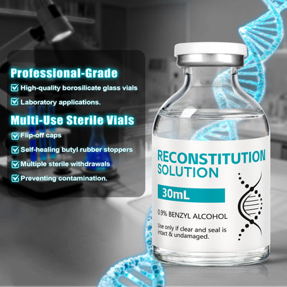 Reconstitution Solution | Bacteriostatic Water - 0.9% Benzyl Alcohol | 30ml Each Vial - Clear Glass | Third-Party Tested