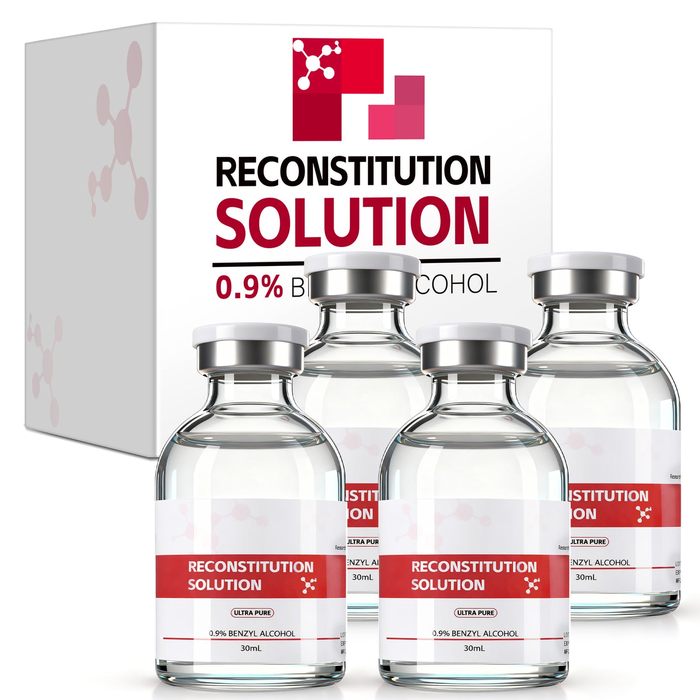 Reconstitution Solution | Bacteriostatic Water - 0.9% Benzyl Alcohol | 30ml Each Vial - Clear Glass | Third-Party Tested