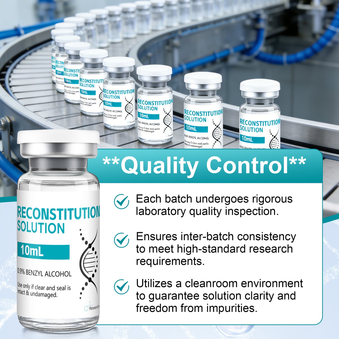 Reconstitution Solution | Bacteriostatic Water - 0.9% Benzyl Alcohol | 10ml Each Vial - Clear Glass | Third-Party Tested