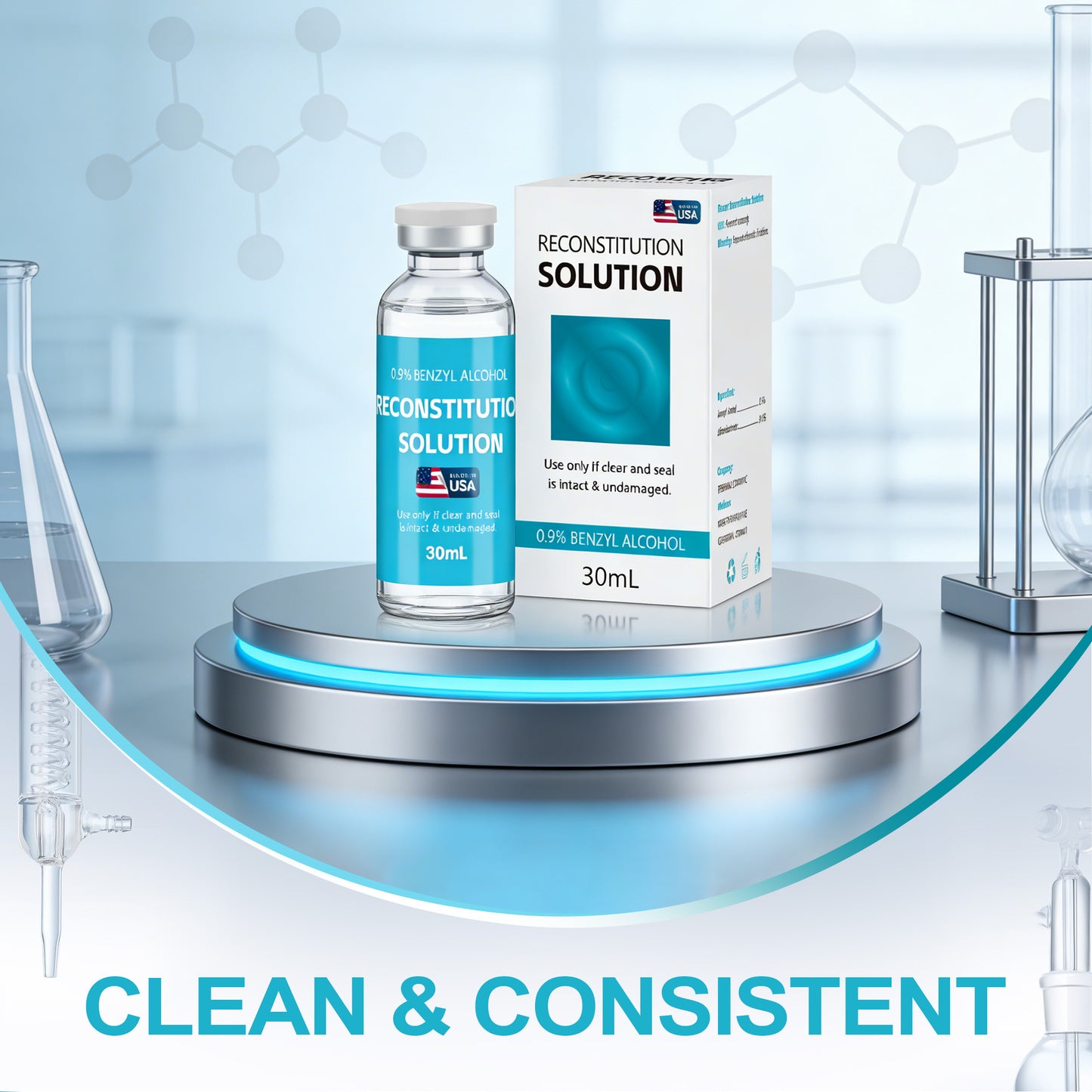 Reconstitution Solution | Bacteriostatic Water - 0.9% Benzyl Alcohol | 1-Pack 30ml Each Vial - Clear Glass | Third-Party Tested
