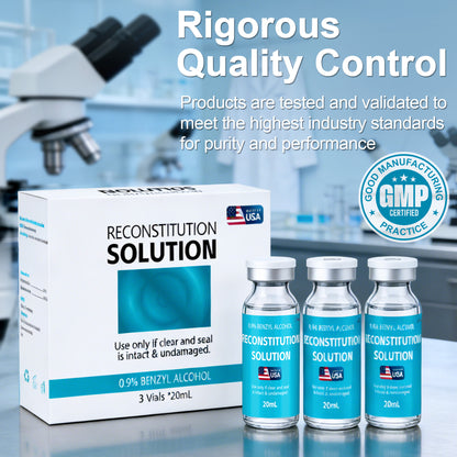 Reconstitution Solution | Bacteriostatic Water - 0.9% Benzyl Alcohol | 3-Pack 20ml Each Vial - Clear Glass | Third-Party Tested