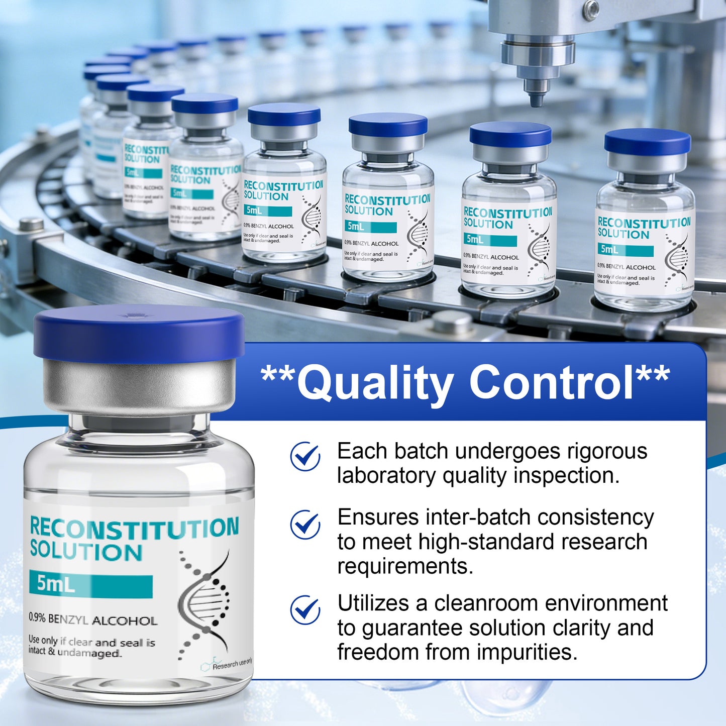 Reconstitution Solution | Bacteriostatic Water - 0.9% Benzyl Alcohol | 5ml Each Vial - Clear Glass | Third-Party Tested