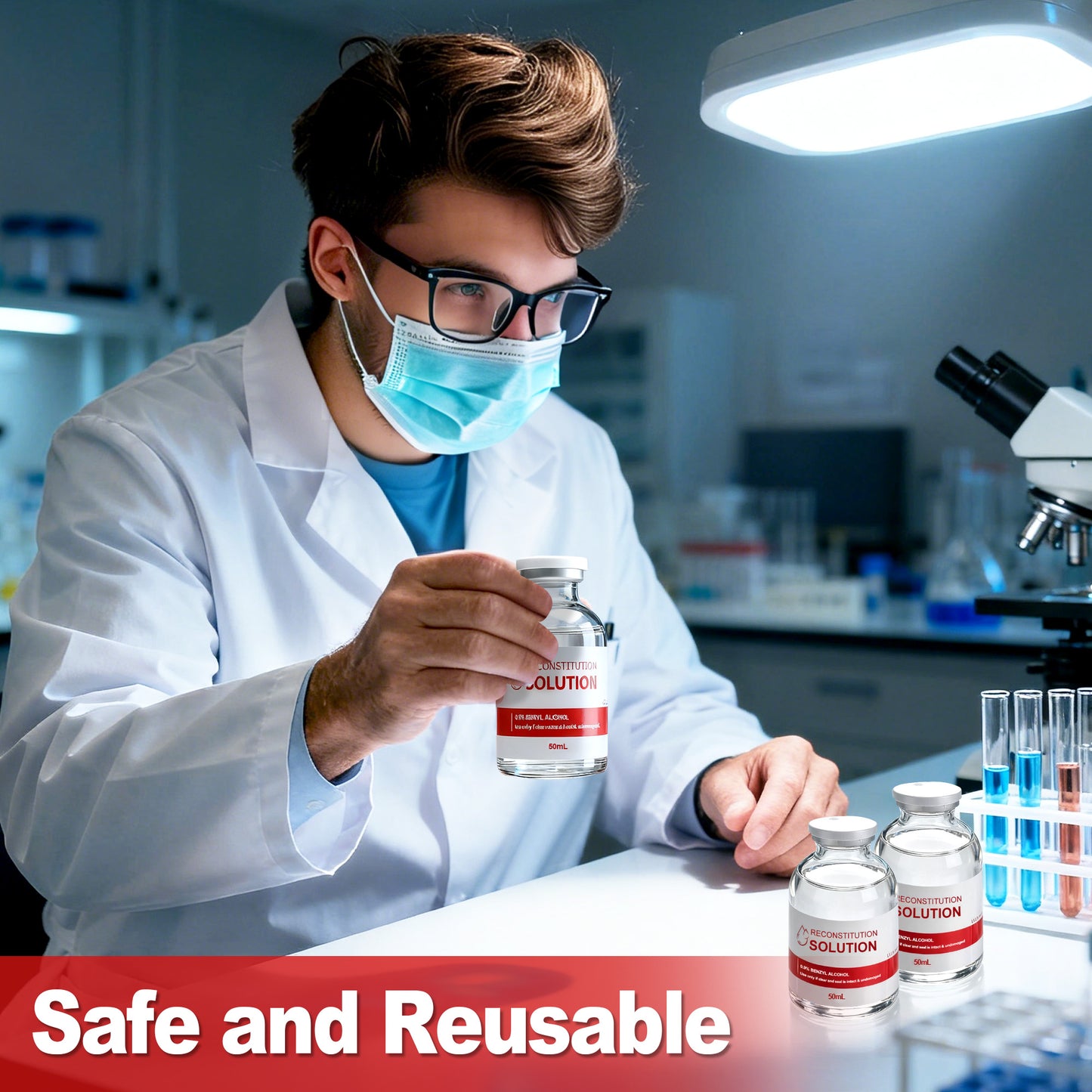 Reconstitution Solution | Bacteriostatic Water - 0.9% Benzyl Alcohol | 3-Pack 50ml Each Vial - Clear Glass | Third-Party Tested