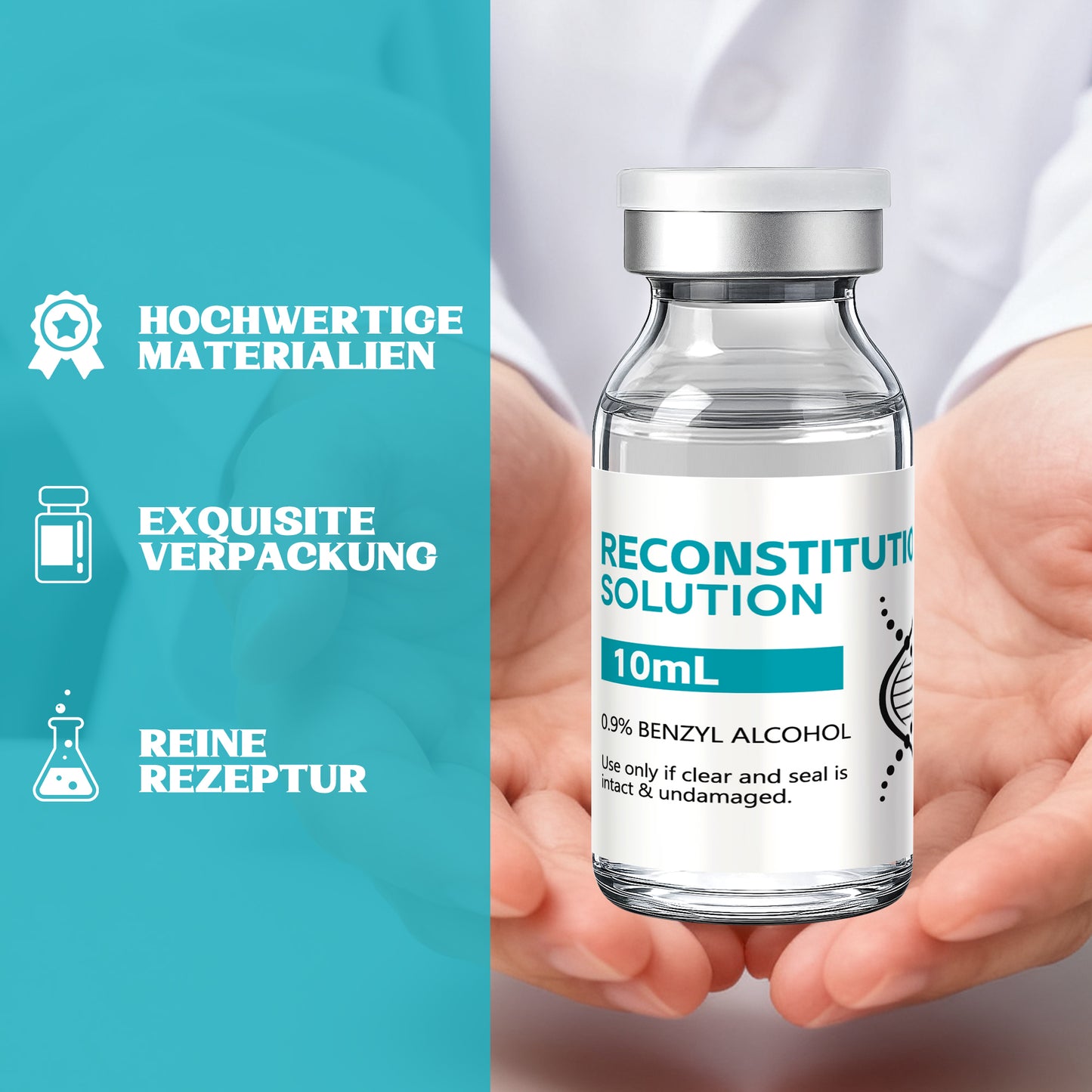 Reconstitution Solution | Bacteriostatic Water - 0.9% Benzyl Alcohol | 1-Pack 10ml Each Vial - Clear Glass | Third-Party Tested