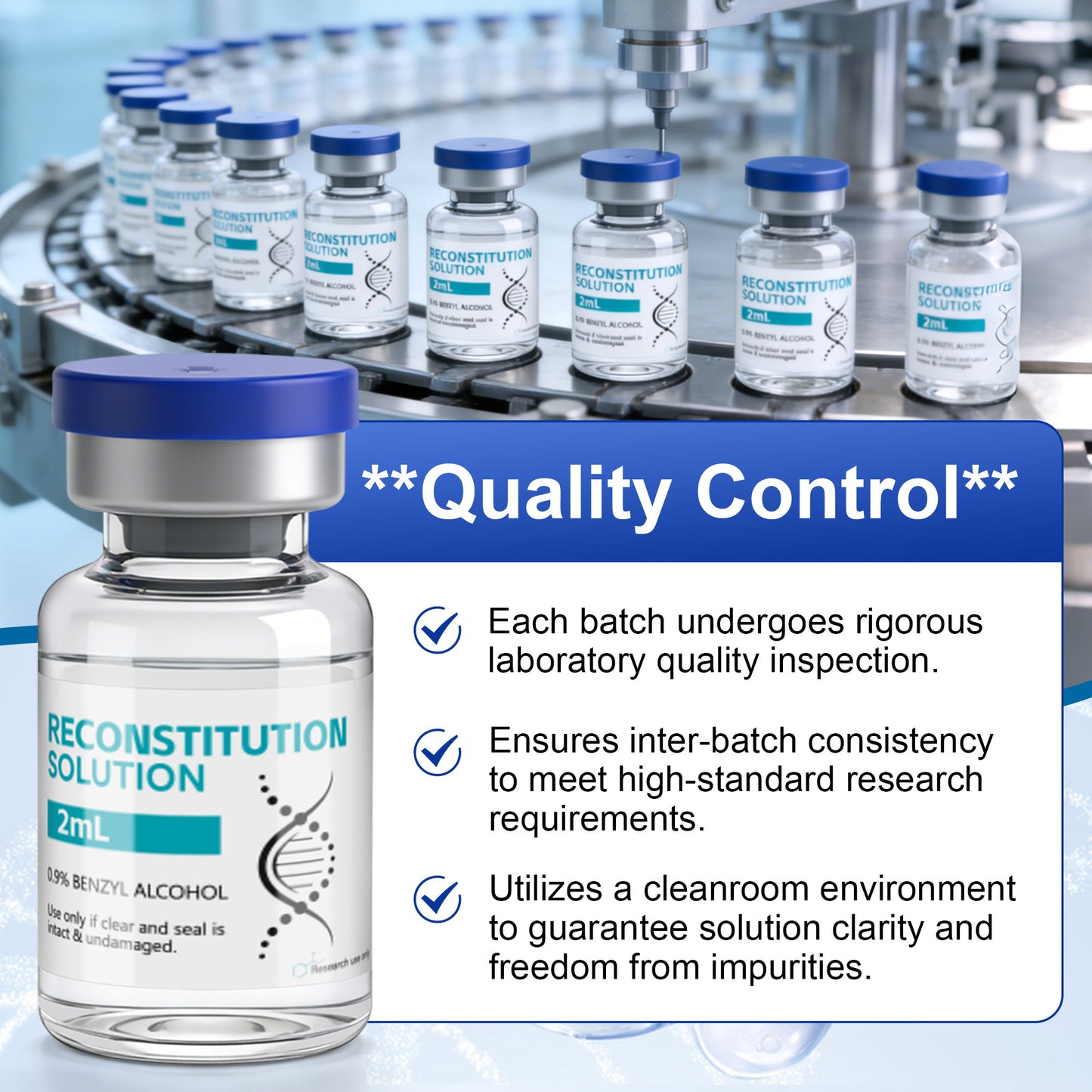Reconstitution Solution | Bacteriostatic Water - 0.9% Benzyl Alcohol | 12-Pack 2ml Each Vial - Clear Glass | Third-Party Tested