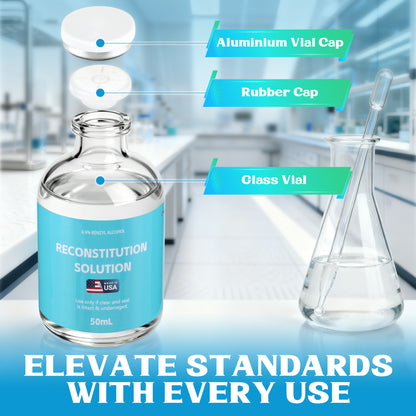 Reconstitution Solution | Bacteriostatic Water - 0.9% Benzyl Alcohol | 1-Pack 50ml Each Vial - Clear Glass | Third-Party Tested