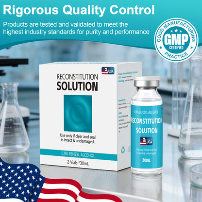 Reconstitution Solution | Bacteriostatic Water - 0.9% Benzyl Alcohol | 2-Pack 30ml Each Vial - Clear Glass | Third-Party Tested