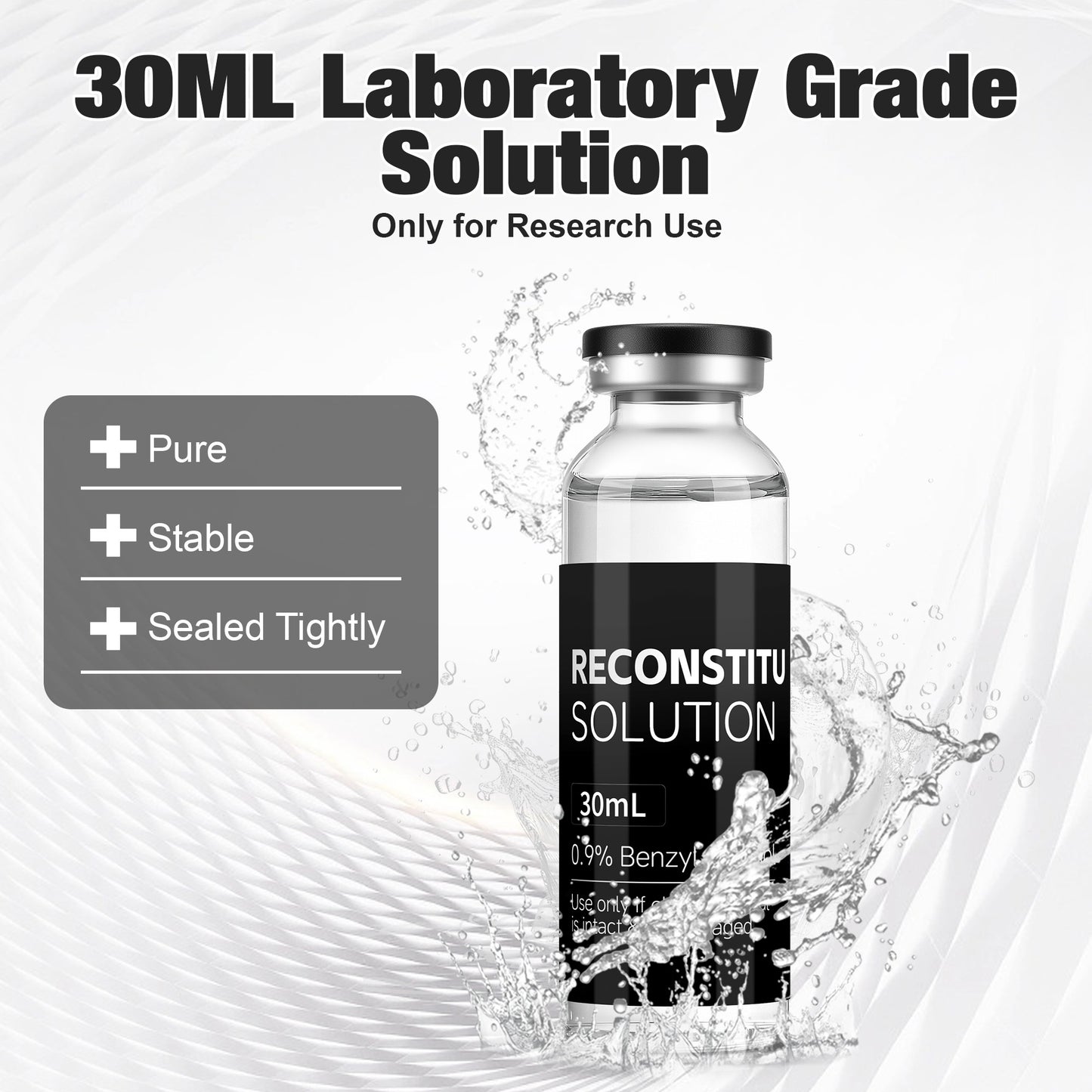 Reconstitution Solution | Bacteriostatic Water - 0.9% Benzyl Alcohol | 3-Pack 30ml Each Vial - Clear Glass | Third-Party Tested