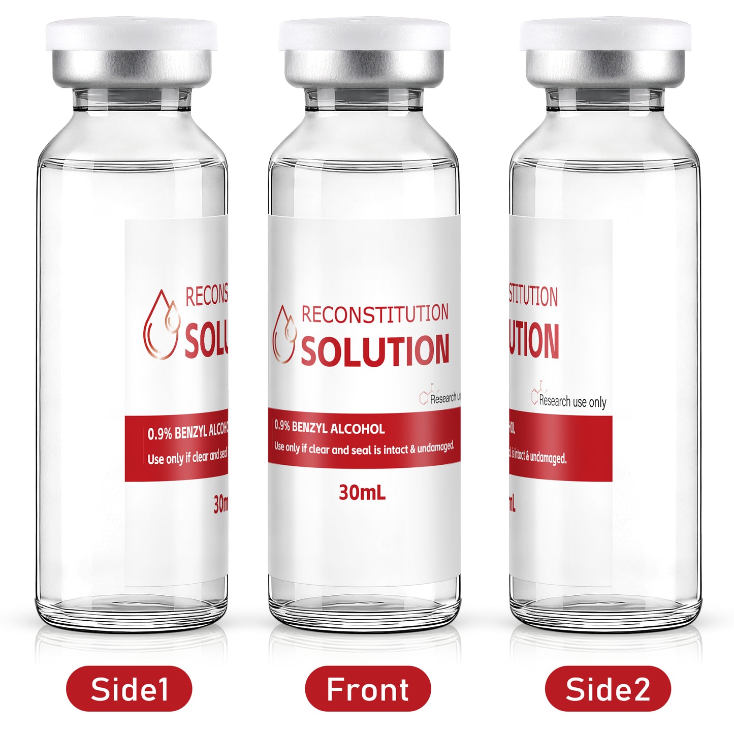Reconstitution Solution | Bacteriostatic Water - 0.9% Benzyl Alcohol | 1-Pack 30ml Each Vial - Clear Glass | Third-Party Tested