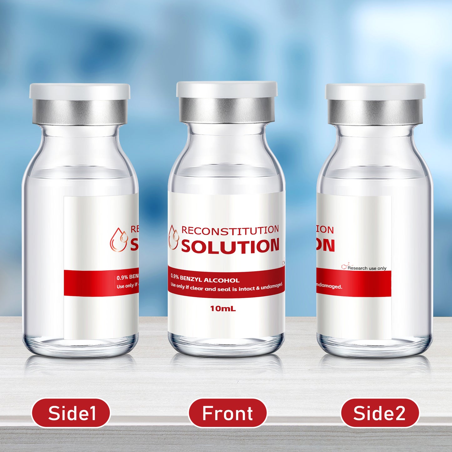Reconstitution Solution | Bacteriostatic Water - 0.9% Benzyl Alcohol | 1-Pack 10ml Each Vial - Clear Glass | Third-Party Tested