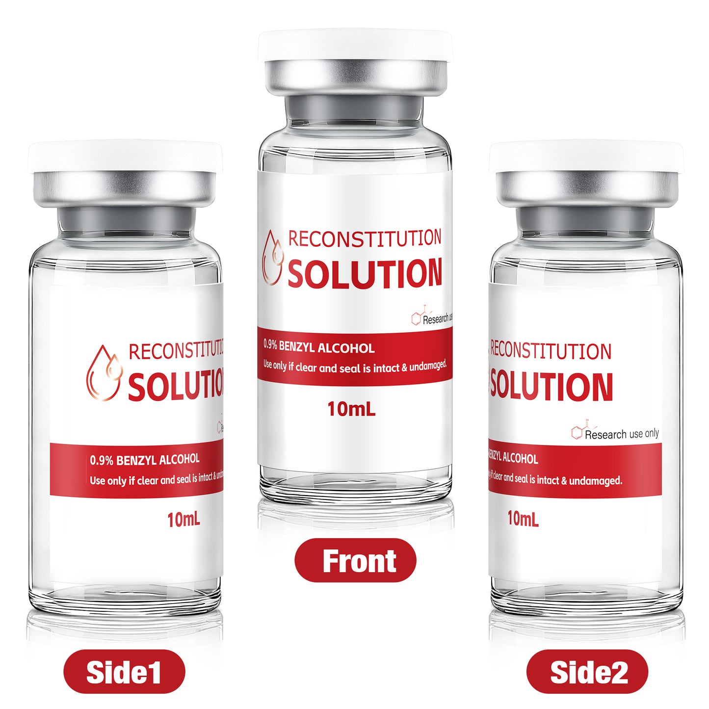 Reconstitution Solution | Bacteriostatic Water - 0.9% Benzyl Alcohol | 10ml Each Vial - Clear Glass | Third-Party Tested