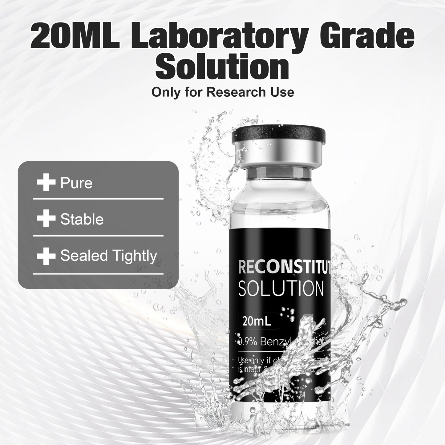 Reconstitution Solution | Bacteriostatic Water - 0.9% Benzyl Alcohol | 3-Pack 20ml Each Vial - Clear Glass | Third-Party Tested
